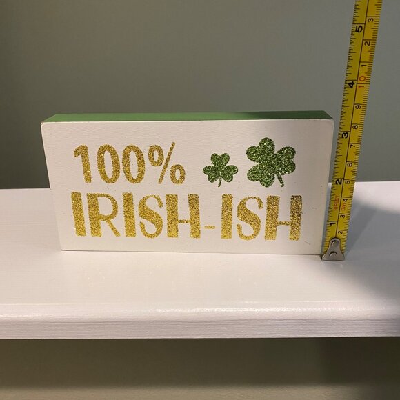 100% IRISH-ISH St. Patricks Day Decoration Glitter Shamrocks tiered tray Irish - Picture 3 of 5